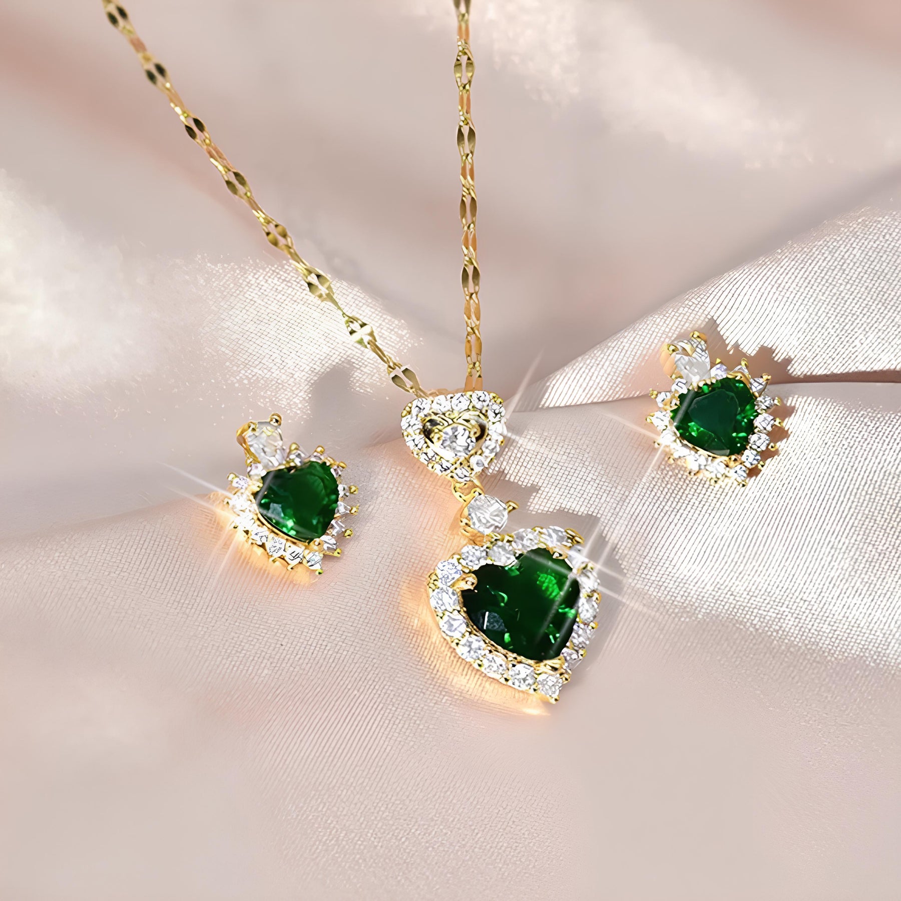 Conjunto Majestade Esmeralda Colar e Brincos