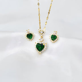 Conjunto Majestade Esmeralda Colar e Brincos