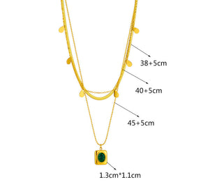 Conjunto Majestade Esmeralda – Brincos e Colar em Aço Titânio